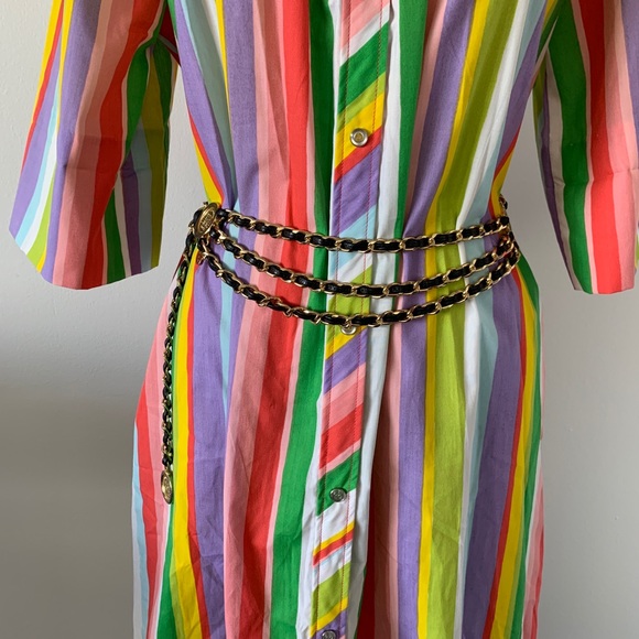 Vintage Rainbow Striped 1970s Smocked Dress - Picture 4 of 7